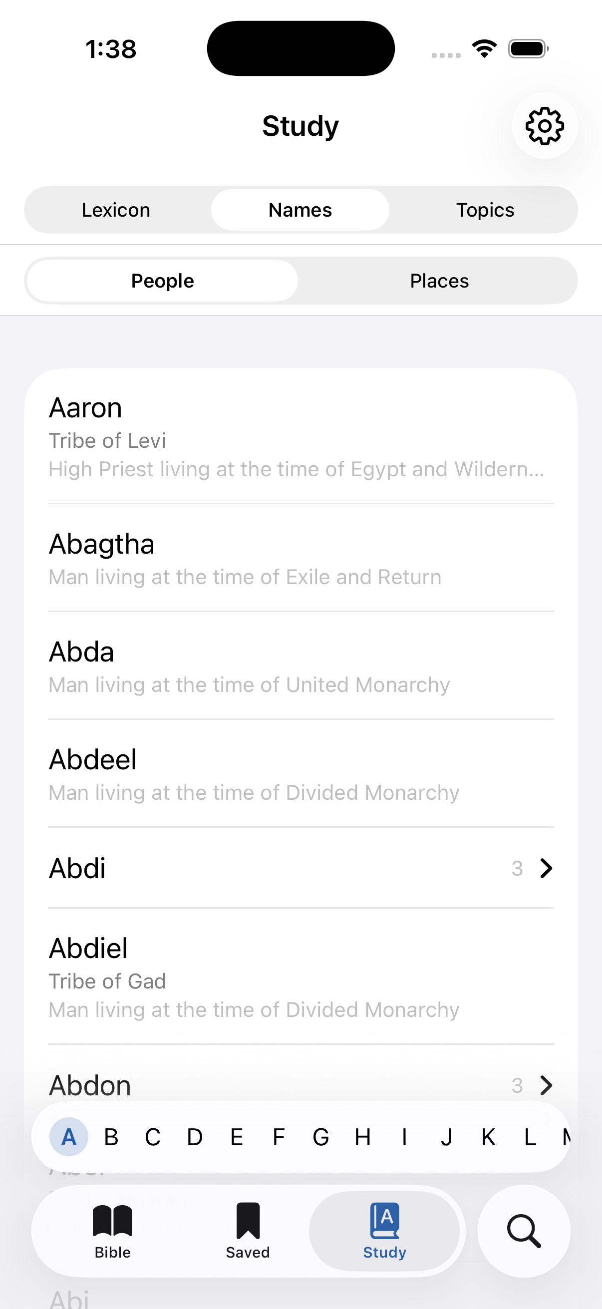 People list in the Traverse Bible Study tab.